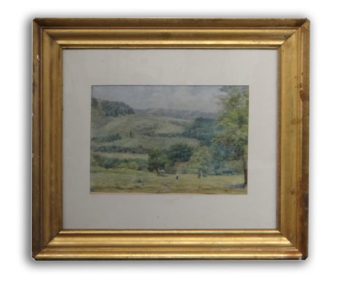 WATERCOLOR LANDSCAPE SGND C. PISSARRO, 1891 (CAMILLE: WATERCOLOR LANDSCAPE SGND C. PISSARRO, 1891 (CAMILLE PISSARO 1830 - 1905) 9 1/2" X 13 3/4"