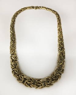 18" - 14KT BYZANTINE NECKLACE IN THE MANNER OF ROSS -: 18" - 14KT BYZANTINE NECKLACE IN THE MANNER OF ROSS - SIMONS (APPROX. 16.3 DWT)