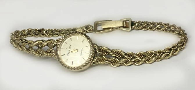 GENEVE, SWISS 14KT YELLOW GOLD LADY: GENEVE, SWISS 14KT YELLOW GOLD LADY'S WATCH & BAND APPROX. 10 DWT