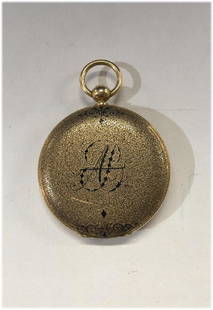 18KT GOLD HUNTING CASE KEY WIND POCKET WATCH AMERICAN: 18KT GOLD HUNTING CASE KEY WIND POCKET WATCH AMERICAN WATCH CO. W/ BROWN & SPALDING CASE