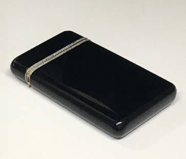 19THC. ONYX & DIAMOND CARD CASE (3 3/4" LONG X 2 1/4": 19THC. ONYX & DIAMOND CARD CASE (3 3/4" LONG X 2 1/4" WIDE)