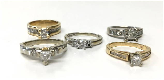5 DIAMOND RINGS, 14 SET IN 14KT & 1 IN PLATINUM APPROX.: 5 DIAMOND RINGS, 14 SET IN 14KT & 1 IN PLATINUM APPROX. 13.4 DWT