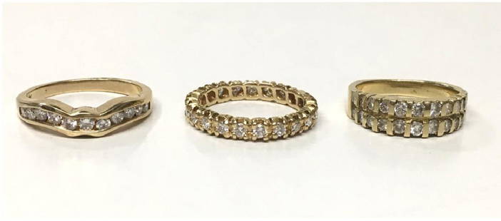3 DIAMOND & GOLD BANDS APPROX. 6.6 DWT: 3 DIAMOND & GOLD BANDS APPROX. 6.6 DWT