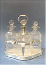 PAUL STORR, 1805 STERLING SILVER CRUET STAND W/ 4