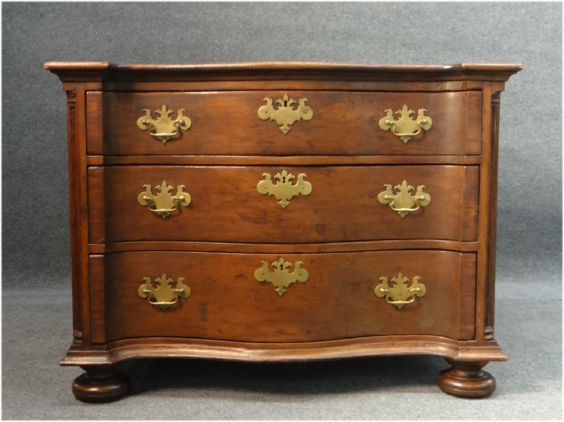 SERPENTINE FRONT 3 DRAWER COMMODE W/ BALL FEET 32" T X: SERPENTINE FRONT 3 DRAWER COMMODE W/ BALL FEET 32" T X 43" WIDE X 25 1/2" DEEP