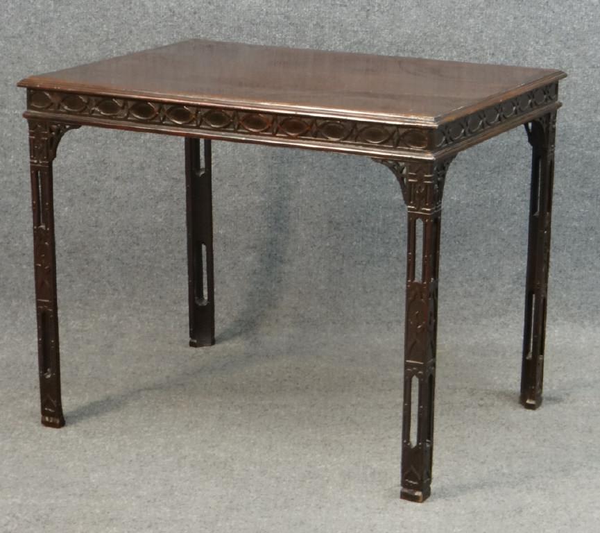18THC. ENGLISH CHINESE CHIPPENDALE SILVER TABLE TOP 23: 18THC. ENGLISH CHINESE CHIPPENDALE SILVER TABLE TOP 23 1/2" X 33" (TOP REPAIRS)