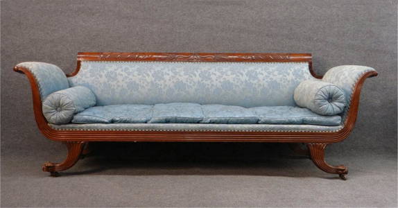 SHOP OF DUNCAN PHYFE, NYC, C. 1805 MAHOGANY SETTEE