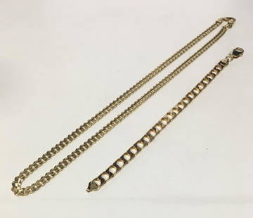 YELLOW GOLD 14KT- 21" NECKLACE & 7 1/2" BRACELET: APPROX. 33.4 DWT