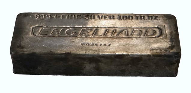 ENGELHARD SILVER INGOT, 100 TROY ONCES: ENGELHARD SILVER INGOT, 100 TROY ONCES