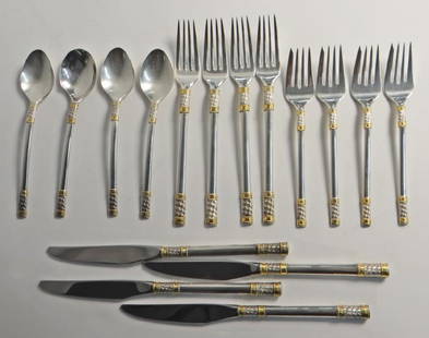 16PC. WALLACE AGEAN PATTERN STERLING FLATWARE APPROX.: APPROX. 18.5 TROY OZ