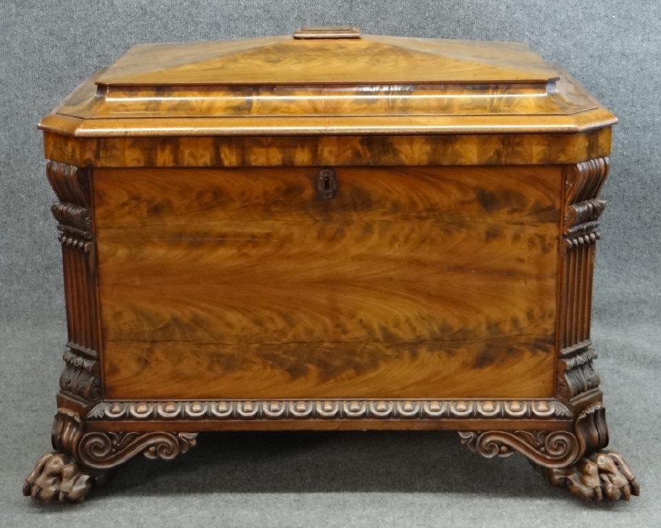 EXCEPTIONAL 18THC. - 19THC. MAHOGANY CELLARETTE (34" W: (34" W X 24" DEEP X 28" TALL )
