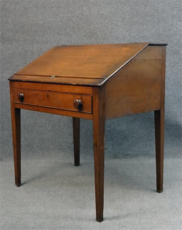 HEPPLEWHITE MAHOGANY SLANT LID DESK 34" WIDE X 39 1/2": 34" WIDE X 39 1/2" TALL