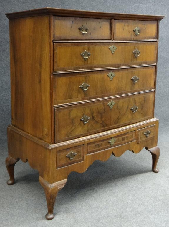 18THC. ENGLISH CHEST ON FRAME (MODIFIED HIGHBOY) 46" X: (MODIFIED HIGHBOY) 46" X 39 WIDE
