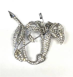 SGND BOUCHER VINTAGE 1940'S RHINESTONE LILY BROOCH 2: SGND BOUCHER VINTAGE 1940'S RHINESTONE LILY BROOCH 2 1/2" X 2"