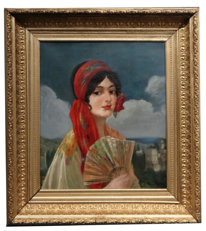 JEANNE GUERARD - GONZALES PORTRAIT OF EVA GONZALES: JEANNE GUERARD - GONZALES PORTRAIT OF EVA GONZALES (STUDENT OF MONET) 22" X 19"