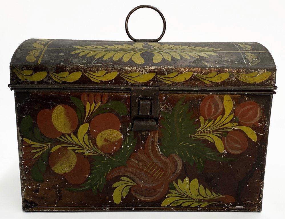 BUTLER TINWARE DOCUMENT BOX IN ORIGINAL PAINT DEC. (1 of 6)