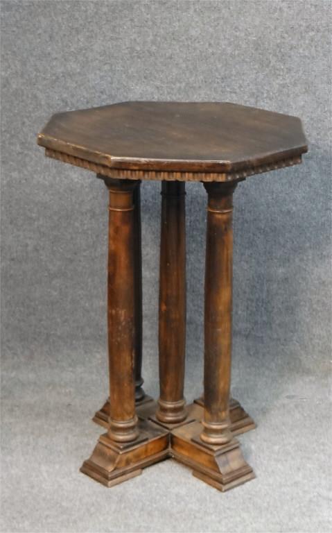 19THC. ITALIAN COLUMNAR SIDE TABLE W/ CROSS BASE 20" (1 of 3)