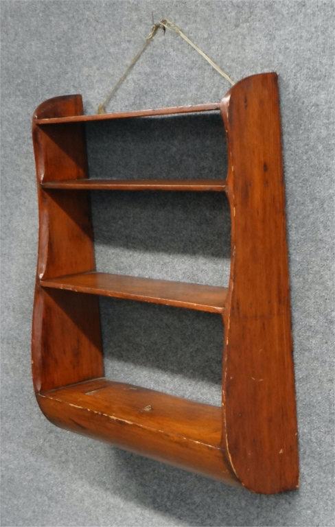 WHALE SHAPED HANGING SHELVES IN RED WASH 29" X 24" WIDE: WHALE SHAPED HANGING SHELVES IN RED WASH 29" X 24" WIDE