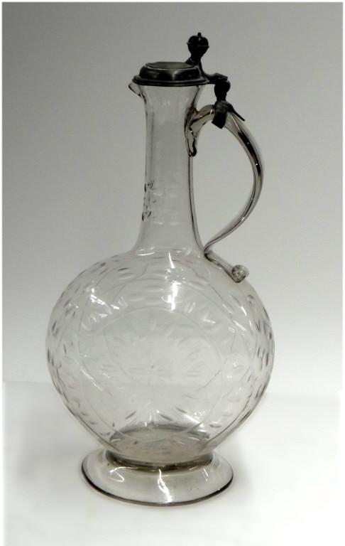 CONTINENTAL 18THC. BLOWN CRYSTAL EWER W/ ENGRAVED (1 of 4)