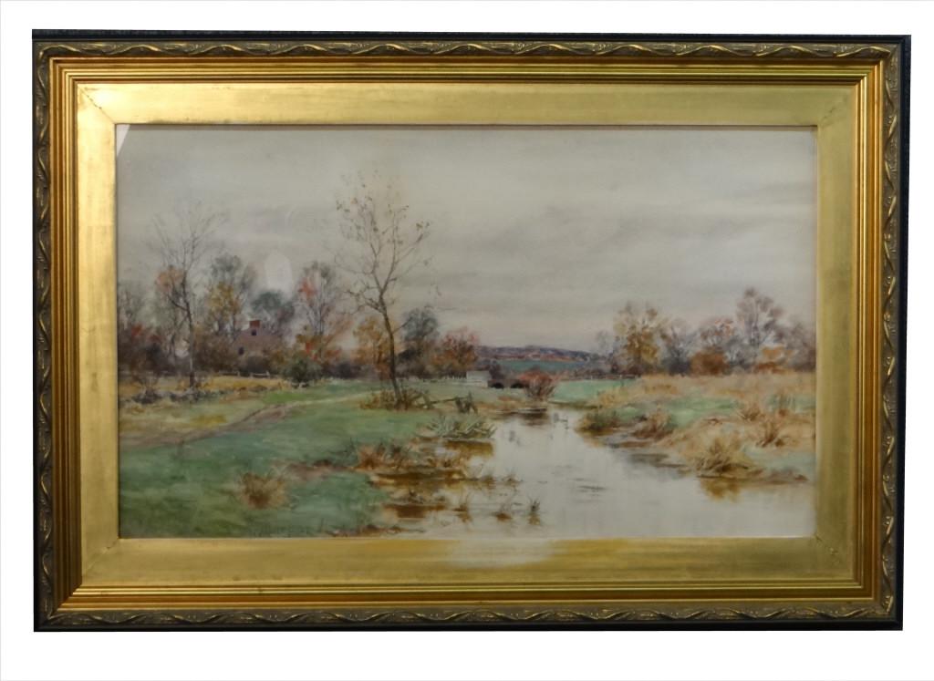 W. MERRIT POST "CONNECTICUT LANDSCAPE" WATERCOLOR (1856 (1 of 6)