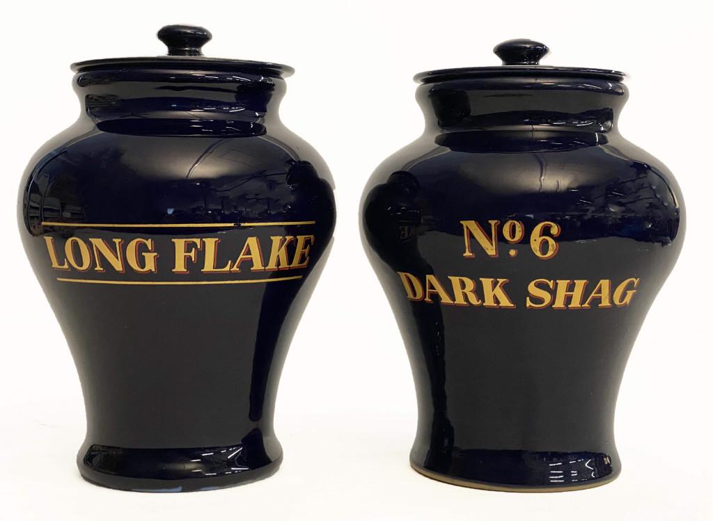 PR OF 19THC. DOULTON LAMBETH TOBACCO JARS W/ LIDS 9 (1 of 5)
