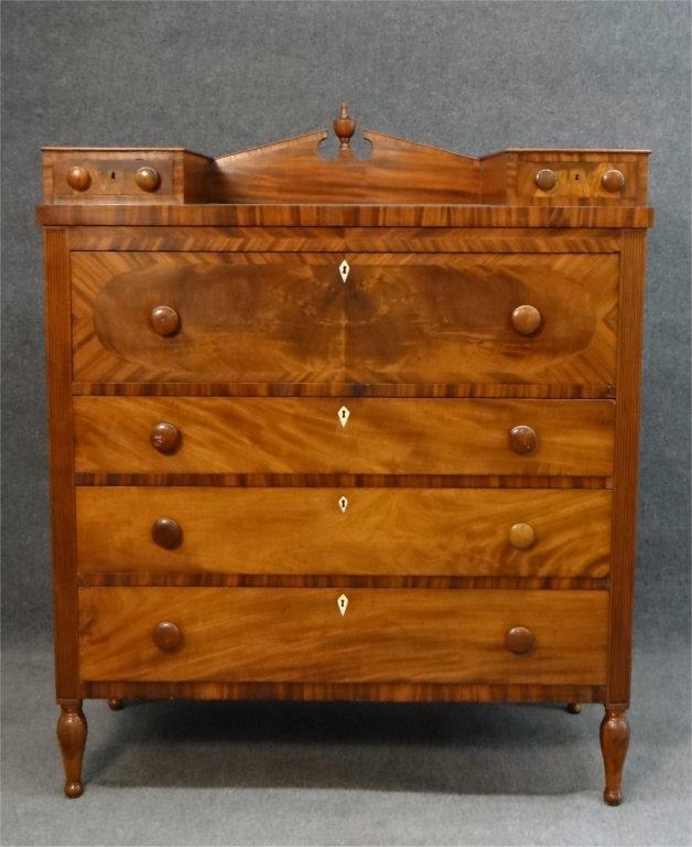 NY LATE SHERATON CHEST OF DRAWERS, C.1840 56" TALL X (1 of 5)