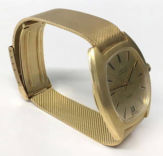 18KT YELLOW GOLD ZENITH AUTO WRIST WATCH & BAND: IN WORKING ORDER APPROX. 68.7 DWT