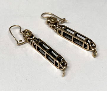 PR OF 18KT GOLD HANGING EARRINGS APPROX. 6.4 DWT: PR OF 18KT GOLD HANGING EARRINGS APPROX. 6.4 DWT
