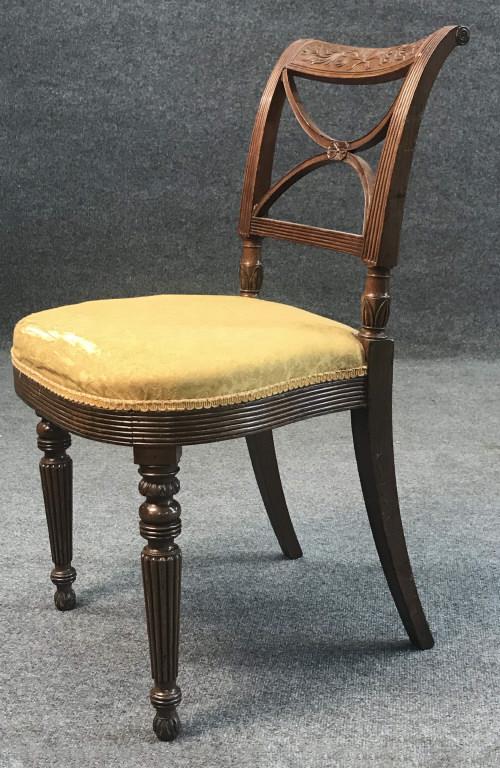 FEDERAL MAHOGANY SIDE CHAIR ATTRIB TO DUNCAN PHYFE: FEDERAL MAHOGANY SIDE CHAIR ATTRIB TO DUNCAN PHYFE PROV. GINSBERG & LEVY, 1970 W/ RECEIPT (18" W X 22 1/4" TALL) PROV. GINSBERG & LEVY, 1970 W/ RECEIPT (18" W X 22 1/4" TALL)