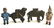 4 ANTIQUE CAST IRON STILL BANKS INC. CLOWN, ELEPHANT,