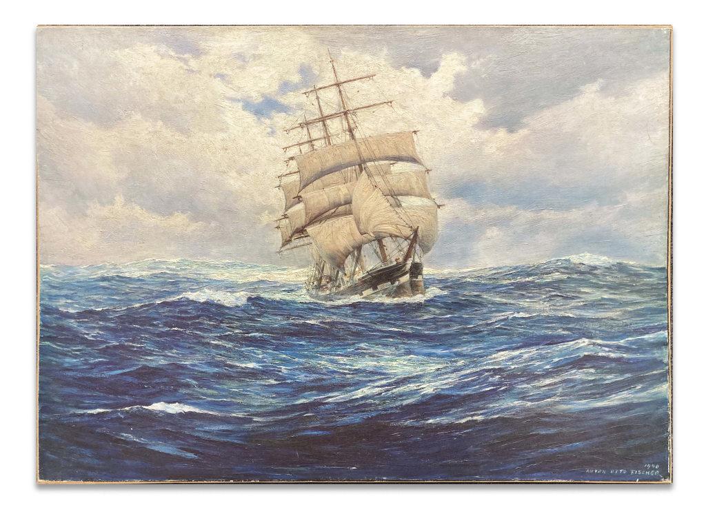 GICLEE ON CANVAS "CLIPPER SHIP AT FULL SAIL" AFTER: GICLEE ON CANVAS "CLIPPER SHIP AT FULL SAIL" AFTER ANTON OTTO FISHER (26 1/2" X 36 1/2" ) AFTER ANTON OTTO FISHER (26 1/2" X 36 1/2" )