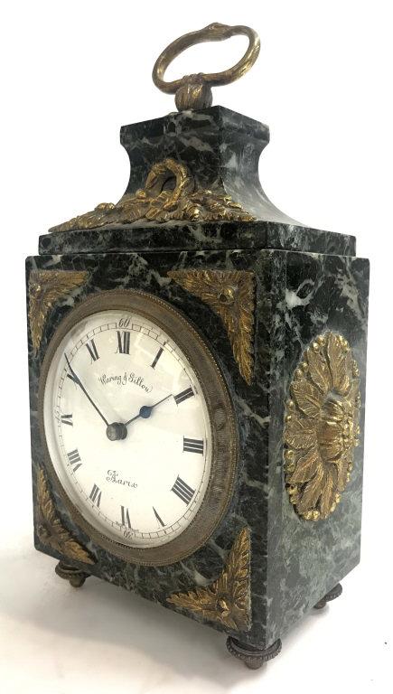 EDWARDIAN FRENCH MARBLE BRACKET CLOCK RETAILED BY: EDWARDIAN FRENCH MARBLE BRACKET CLOCK RETAILED BY WARING & GILLOW (9 1/2" X 4 3/4" (NO KEY) RETAILED BY WARING & GILLOW (9 1/2" X 4 3/4" (NO KEY)