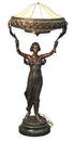 ART NOUVEAU FIGURAL LAMP "VESTA" 41" TALL SHADE 17"