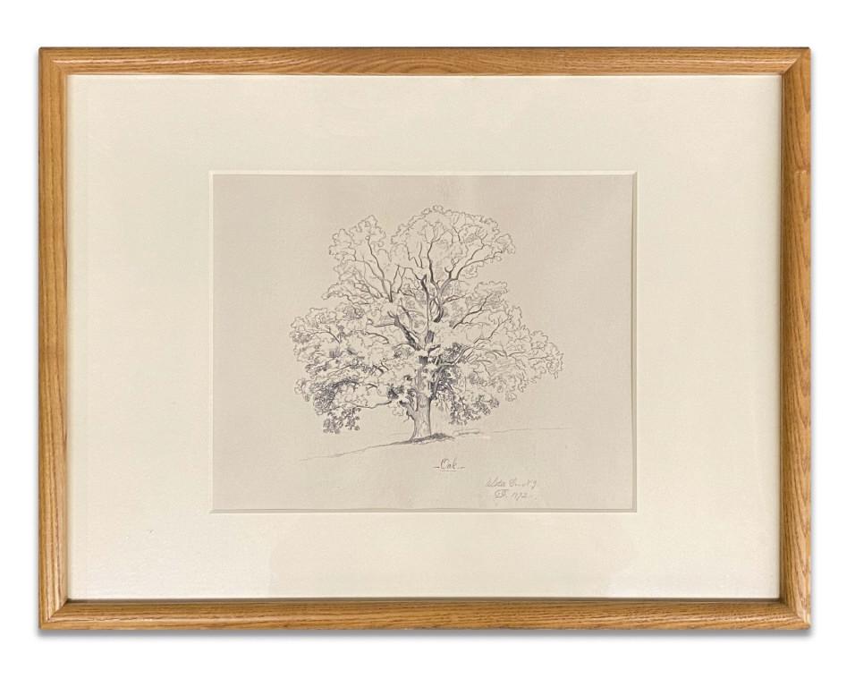 2 DOUBLE SIDED DRAWINGS BY DAVID JOHNSON, 1871 & 1872: 2 DOUBLE SIDED DRAWINGS BY DAVID JOHNSON, 1871 & 1872 ULSTER CO., NY & NEW HAMPSHIRE PROV. JAMES GRAHAM GALLERY, UNIVERSITY NOTRE DAME VICTOR SPARK (19 1/4" X 25 1/4" OVERALL) 2