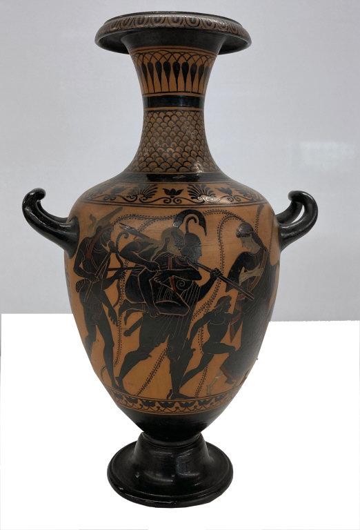 GRAND TOUR ETRUSCAN STYLE KRATER TERRA COTTA MARKED: GRAND TOUR ETRUSCAN STYLE KRATER TERRA COTTA MARKED MOLLICA E FIGLI (19 3/4" X 12") 2