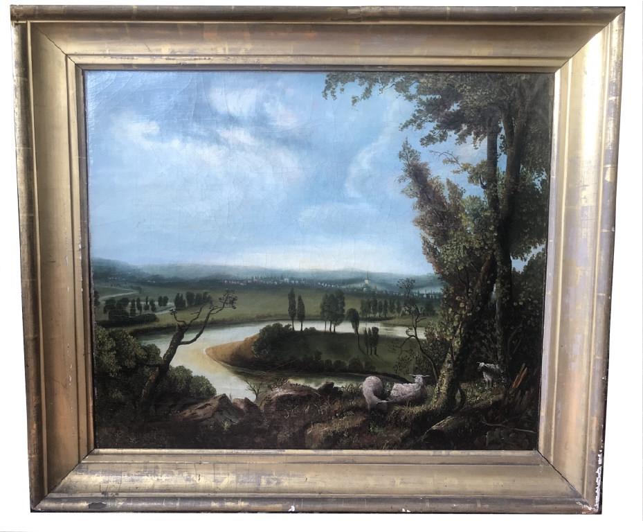 19THC. ALBANY NY SCENERY,OIL / CANVAS, ARTIST UNKNOWN: 19THC. ALBANY NY SCENERY,OIL / CANVAS, ARTIST UNKNOWN IN THE MANNER OF THOMAS CHAMBERS (20" X 24") UNKNOWN IN THE MANNER OF THOMAS CHAMBERS (20" X 24") UNKNOWN IN THE MANNER OF THOMAS CHAMBERS (20" X 