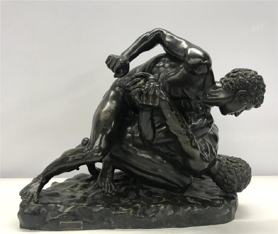 GRAND TOUR BRONZE OF THE UFFIZI WRESTLERS J. CHIURAZZI: GRAND TOUR BRONZE OF THE UFFIZI WRESTLERS J. CHIURAZZI & FILS, NAPLES (17" TALL X 20" WIDE X 12" D) J. CHIURAZZI & FILS, NAPLES (17" TALL X 20" WIDE X 12" D) J. CHIURAZZI & FILS, NAPLES (17" TALL X 20