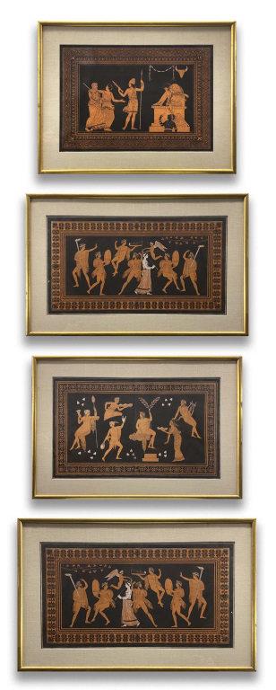 FOUR HAMILTON ETRUSCAN PRINTS (LARGEST 15 1/2" X 27: FOUR HAMILTON ETRUSCAN PRINTS (LARGEST 15 1/2" X 27 1/2" OVERALL)
