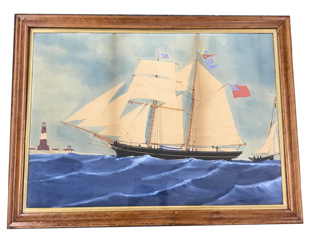 GOUACHE ON PAPER "BRITISH FLAGSHIP AT SEA" ATTRIB. TO: GOUACHE ON PAPER "BRITISH FLAGSHIP AT SEA" ATTRIB. TO WILLIAM DECLEERK (23" X 31 1/2"