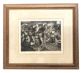 PENCIL SIGNED, JJ TISSOT ETCHING, 1882 1ST STATE "L': PENCIL SIGNED, JJ TISSOT ETCHING, 1882 1ST STATE "L' ENFANT PRODIGUE" 1882 (24" X 27" OVERALL)