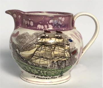 MID 19THC. SUNDERLAND PITCHER COMMERATING CRIMEAN WAR,: MID 19THC. SUNDERLAND PITCHER COMMERATING CRIMEAN WAR, ENGLISH FRENCH CO ALLIANCE 5 1/4" X 7 1/4"