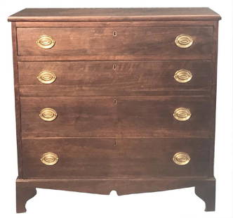 SOUTHERN FOUR DRAWER WALNUT CHEST C.1790 36" TALL X 35: SOUTHERN FOUR DRAWER WALNUT CHEST C.1790 36" TALL X 35 1/8" WIDE X 16"