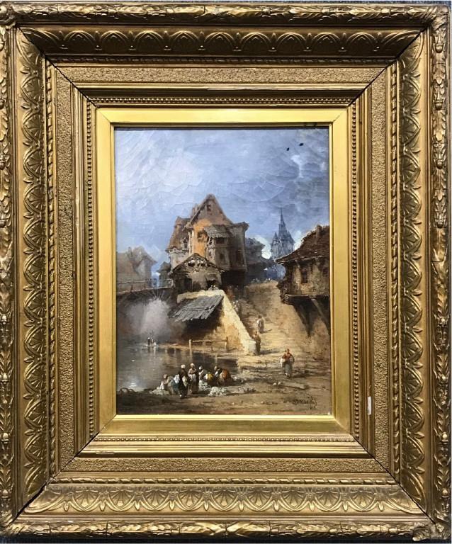 FRENCH 19THC. "WASH DAY " SIGNED SAURFELT (LEONARD (1 of 4)