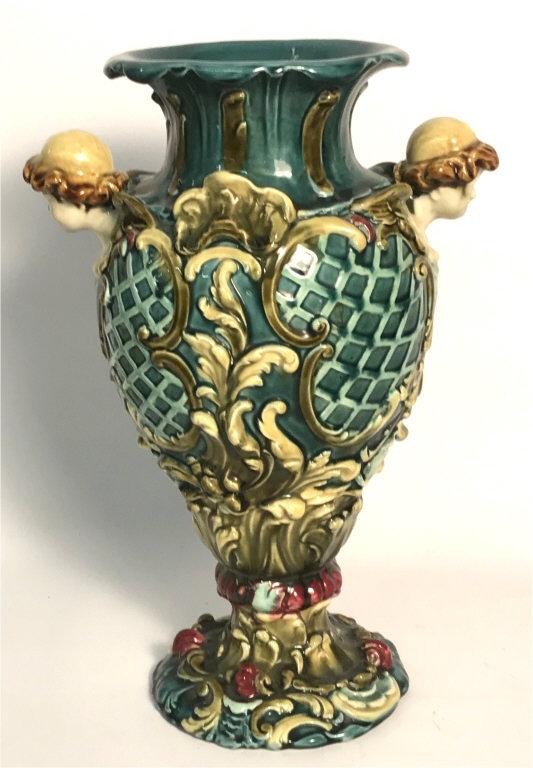 14" TALL CONTINENTAL MAJOLICA VASE (1 of 5)