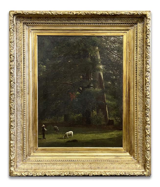LANDSCAPE WITH MAN AND SHEEP, UNSIGNED OIL / CANVAS (22 (1 of 5)