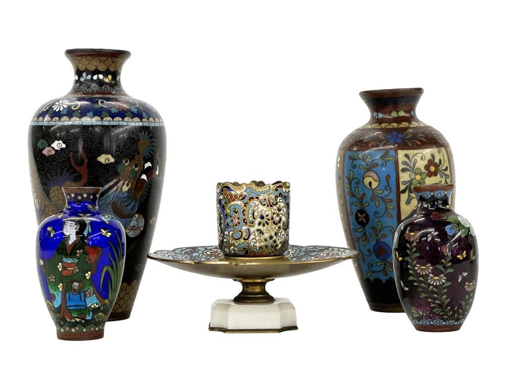 6 PIECES CLOISONNE INC. 7" DRAGON VASE (1 of 15)