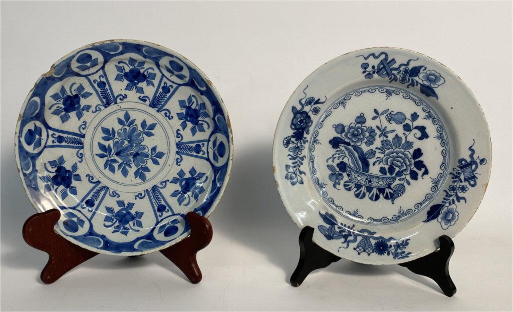 TWO 9" 18THC. DELFT PLATES (1 of 5)