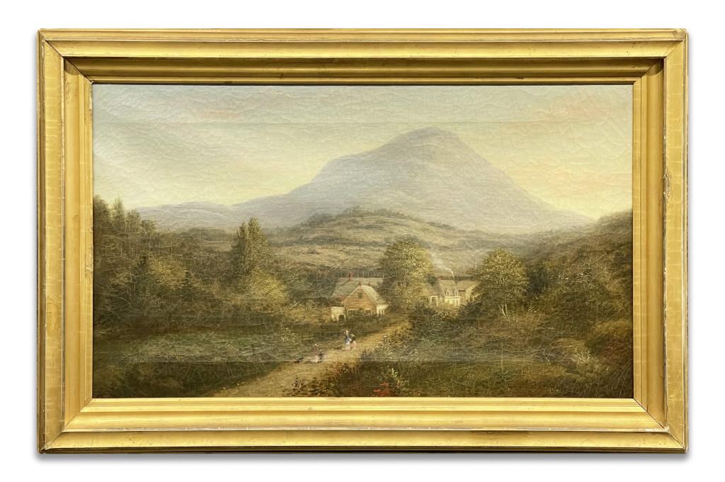 19THC. "MOUNTAIN HOMESTEAD" UNSIGNED, OIL /CANVAS 17" X (1 of 7)
