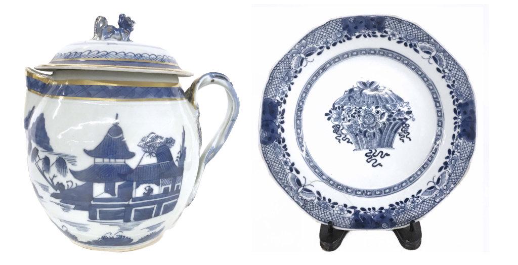 TWO PCS CHINESE EXPORT INC. CANTON CIDER MUG & 9" (1 of 8)