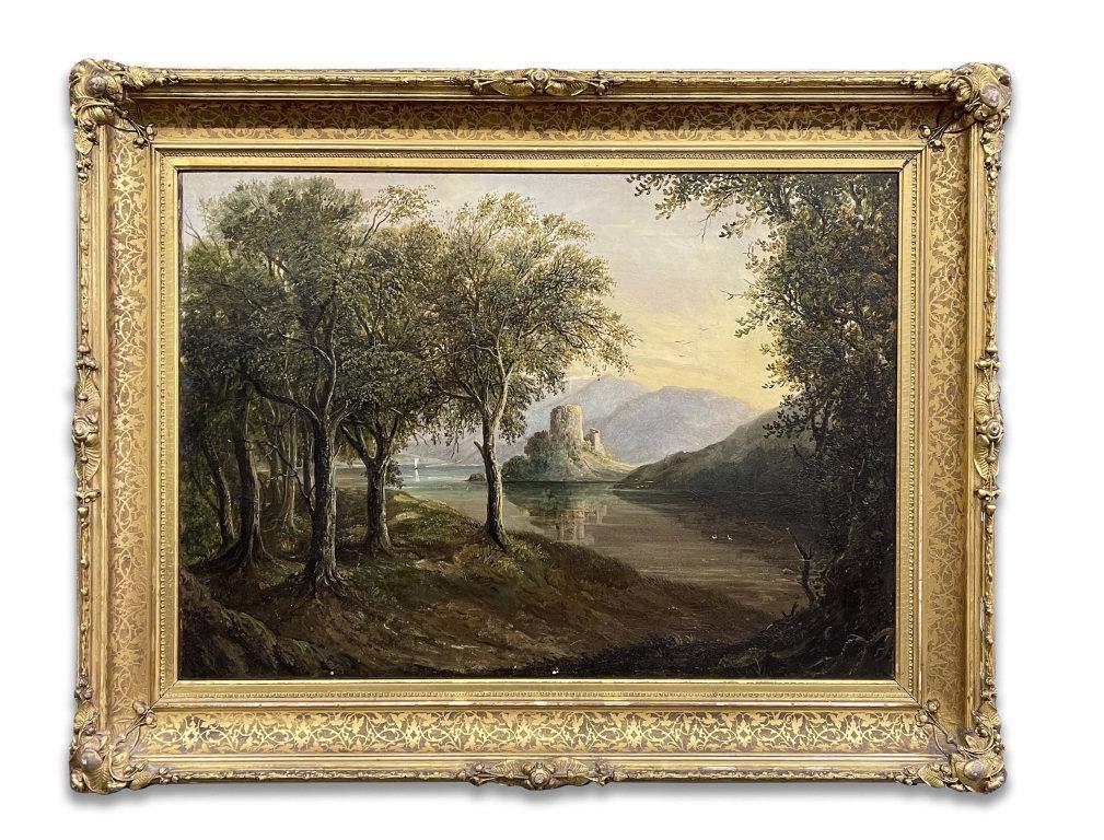 19THC. OIL / CANVAS "LANDSCAPE RUINS" UNSGND 20" X 30" (1 of 7)